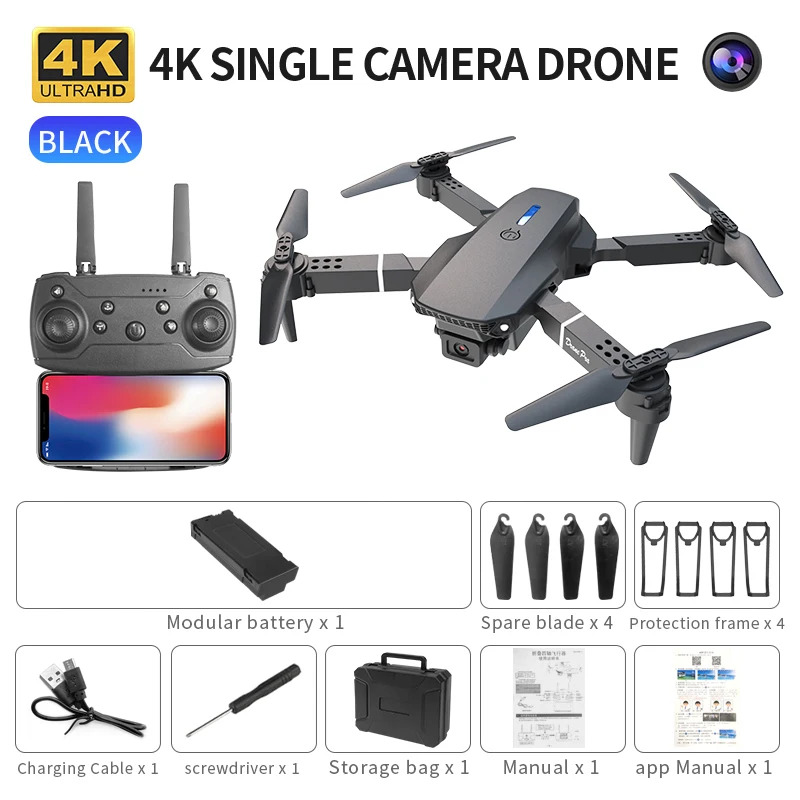 Dron plegable inteligente E88  - Drone Z reseña y precio