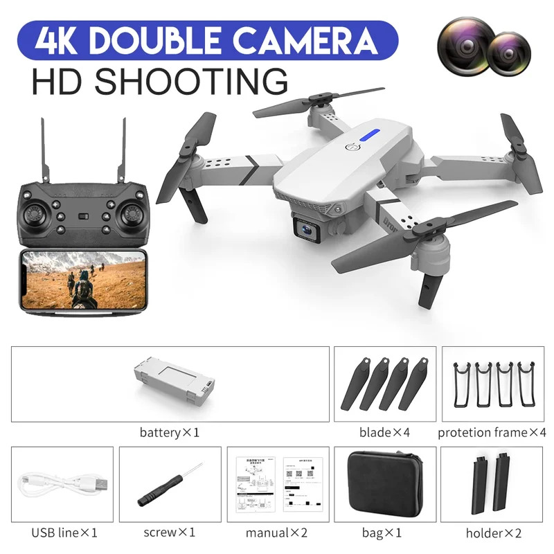 Dron plegable inteligente E88  - Drone Z reseña y precio